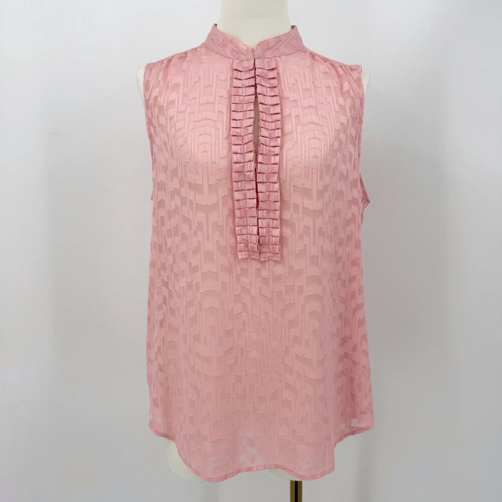 Ann Taylor Petite Sleeveless Blouse MP Pink Relaxed Lightweight Work Office Chic